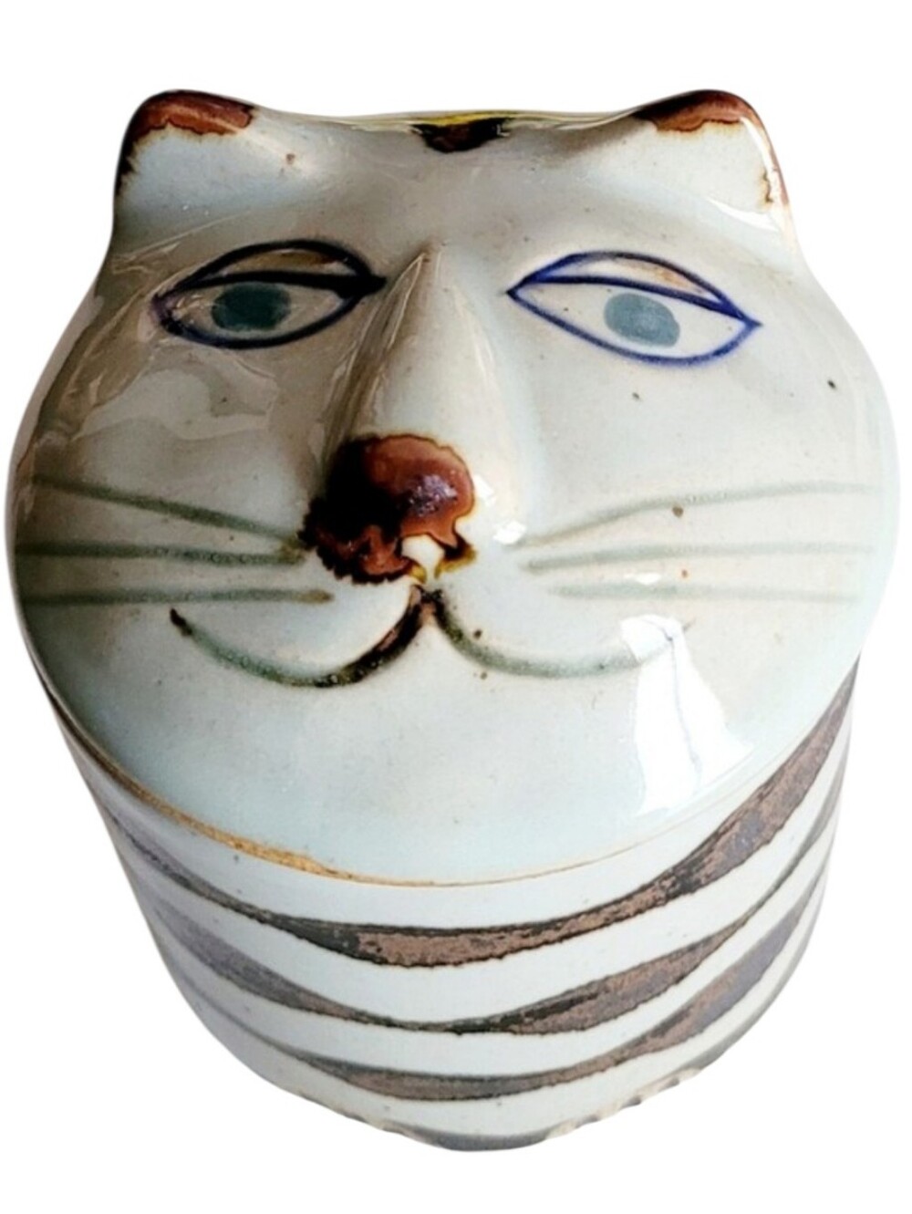 Vtg TAKAHASHI San Francisco / Japan Studio Pottery CAT Trinket Box/Jar/Canister